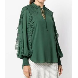 See By Chloe - Laser-Cut Trim Crepe Blouse